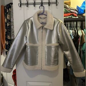 A new day metallic shearling jacket